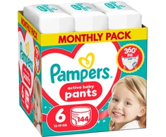Pampers Active Baby Pants Sauskelnės, 6 Dydis, 144 vnt.