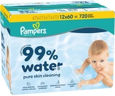 Pampers Aqua Servetėlės Kūdikiams, 12 Pakuotė, 720 Servetėlės