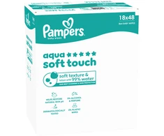Pampers Aqua Soft Touch Servetėlės Kūdikiams, 18 Pakuotė, 864 Servetėlės