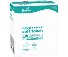 Pampers Aqua Soft Touch Servetėlės Kūdikiams, 15 Pakuotė, 900 Servetėlės