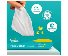 Pampers Fresh Clean Plastic Free Servetėlės Kūdikiams, 12 Pakuotė, 624 Servetėlės