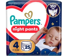 Pampers Naktinės Sauskelnės-Kelnaitės, 4, 25 Sauskelnės