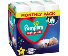 Pampers naktinės sauskelnės-kelnaitės, 6 Dydžio, 76 vnt., 15+ kg