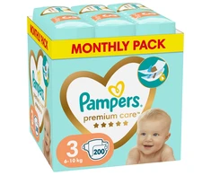 Sauskelnės Pampers Premium Care Tape, 3 dydis, 6–10 kg, 200 vnt.