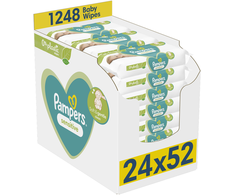 Pampers Sensitive Plastic Free Servetėlės Kūdikiams 24 Pakuotės, 1248 Servetėlės
