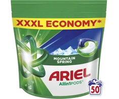 Skalbimo kapsulės Ariel All-in-1 Pods „Mountain Spring“, (50 skalbimų)