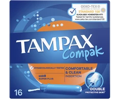 Tampax Compak Super Plus Tamponai Su Aplikatoriumi, 16 vnt.