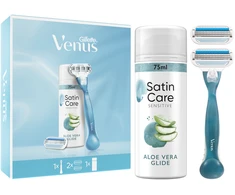 Venus Smooth Skustuvas + 1 Skustuvo Galvutės + Gillette Satin Care Skutimosi Želė