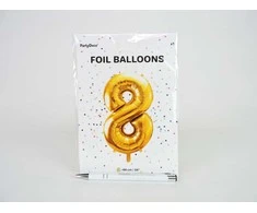 PartyDeco Balionas folinis skaičius 8 auksinis 86cm