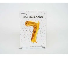 PartyDeco Balionas folinis skaičius 7 auksinis 86cm