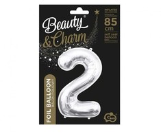 GoDan BALON foliowy Cyfra 2 sebrna 85 cm