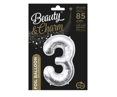 GoDan BALON foliowy Cyfra 3 sebrna 85 cm