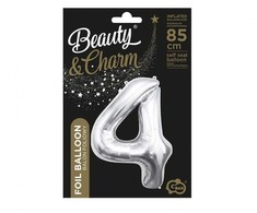 GoDan BALON foliowy Cyfra 4 sebrna 85 cm