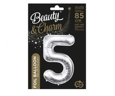 GoDan BALON foliowy Cyfra 5 sebrna 85 cm
