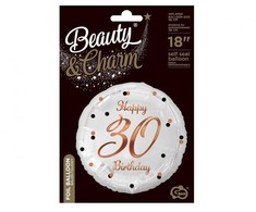 GoDan BALON foliowy Happy 30 Birthday balta 18 cali