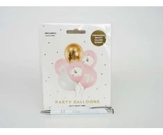 Party Deco Balionai "One Year", pastelinė rožinė (6vnt)