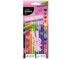 Kidea Kūrybiški pieštukai širdelės formos, 12 ryškių spalvų
