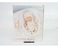 Lean Toys Lėlė su nešiokle ir zuikučiu, smėlio spalvos