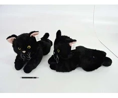 Maskotka Pliušinis gulintis katinas, 45 cm, juodas