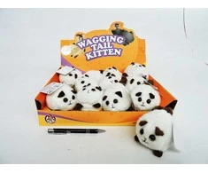 Lean Toys Pliušinis šokinėjantis katinas su varpeliu, balta spalva, 12x7x7 cm