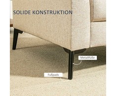 HOMCOM 2 vietų sofa, sofa su lino išvaizda, metalinės kojos, minkšta sofa, minkšta dvigulė sofa svetainei, miegamajam, 179 x 80 x 89 cm, smėlio spalvos