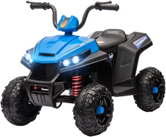 AIYAPLAY elektrinis keturratis vaikams 12V, su 4 ratų pakaba, MP3 muzikos grotuvu, priekiniais žibintais, atbuline eiga, 3-5 metų vaikams, 5 km/h, metalinis, mėlynas