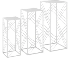 Aosom Augalų stovų rinkinys 30x30x70 cm 25x25x60 cm 20x20x50 cm Balta metalas