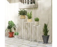 Aosom Augalų stovų rinkinys 30x30x70 cm 25x25x60 cm 20x20x50 cm Balta metalas