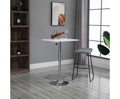 Aosom Baro stalas, 60x60x69-91 cm, baltas, reguliuojamas metalinis