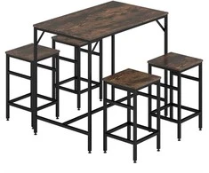Aosom Baro stalo komplektas, 100x60x88 cm, ruda+juoda, MDF, plienas