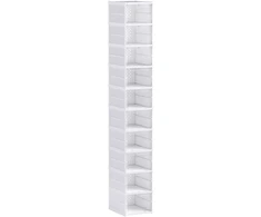 Aosom Batų lentyna 10 pakopų 26x35x174 cm balta plastikas