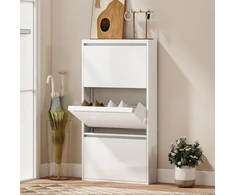 Aosom Batų spintelė 55x15x105,5 cm Balta Metalas
