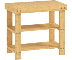 Aosom Batų suoliukas, 50x28x45 cm, Natūralus, Bambukas