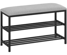 Aosom Batų suoliukas, 81x31x50 cm, juodas, metalas