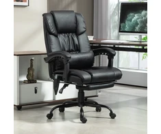 Aosom Biuro kėdė ergonominė su masažo funkcija 66x75x112 cm juoda dirbtinė oda