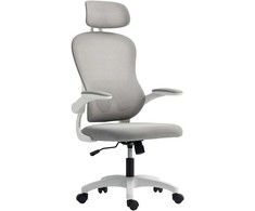 Aosom Biuro kėdė, ergonomiška, 64x62x107-115 cm, pilka, tinklelis