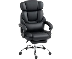 Aosom Biuro kėdė Ergonomiška reguliuojama pasukama kėdė 69x72x118 cm Juoda PU oda