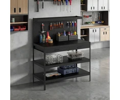 Aosom Darbo stalas Reguliuojamos lentynos 122x61x156 cm Juodas