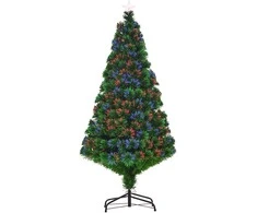 Aosom Dirbtinė Kalėdų eglutė 75x150 cm žalia, LED apšvietimas, metalas, vidaus patalpoms