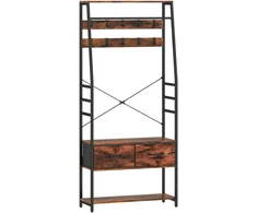 Aosom Drabužių kabykla su suoliuku batams, 80x30x180 cm, ruda, metalas