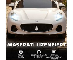 Aosom Elektrinis vaikiškas automobilis, Maserati, 120x72x50 cm, balta, plastikas