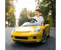 Aosom Elektrinis vaikiškas automobilis, 108x65,5x47 cm, geltonas, plastikas