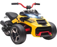 Aosom Elektrinis vaikiškas automobilis, atbulinės eigos triračio dizainas, 113x74x63 cm, geltonas, su akumuliatoriumi