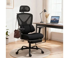 Aosom Ergonomiškas biuro krėslas 73x75x120 cm Juodas tinklelis