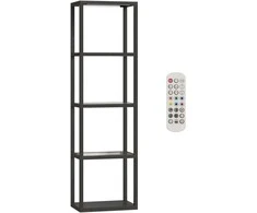 Aosom Grindų lempa, RGB LED su stiklinėmis lentynomis, 45x29x157 cm, juoda