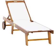 Aosom Gultas 198x55x30-88,5 cm Natūrali+Balta Akacijos mediena