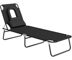 Aosom Gultas gultas 187x58x36 cm juodas, sulankstomas, metalinis rėmas