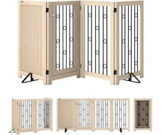 Aosom Gyvūnų varteliai, 205x30.5x91.5 cm, ąžuolas, MDF, plienas