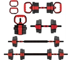 Aosom Hantelių rinkinys, 6-in-1 reguliuojamas 15 kg, 100x18x18 cm, raudona, plastikas