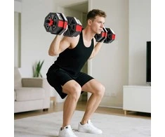 Aosom Hantelių rinkinys, reguliuojamas 6-in-1 20 kg, 100x18x18 cm, raudona, plastikas